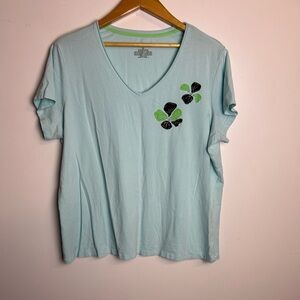 Sleep Sense Women Plus size 2X Pajama top Blue Stretch Comfortable Minimalist